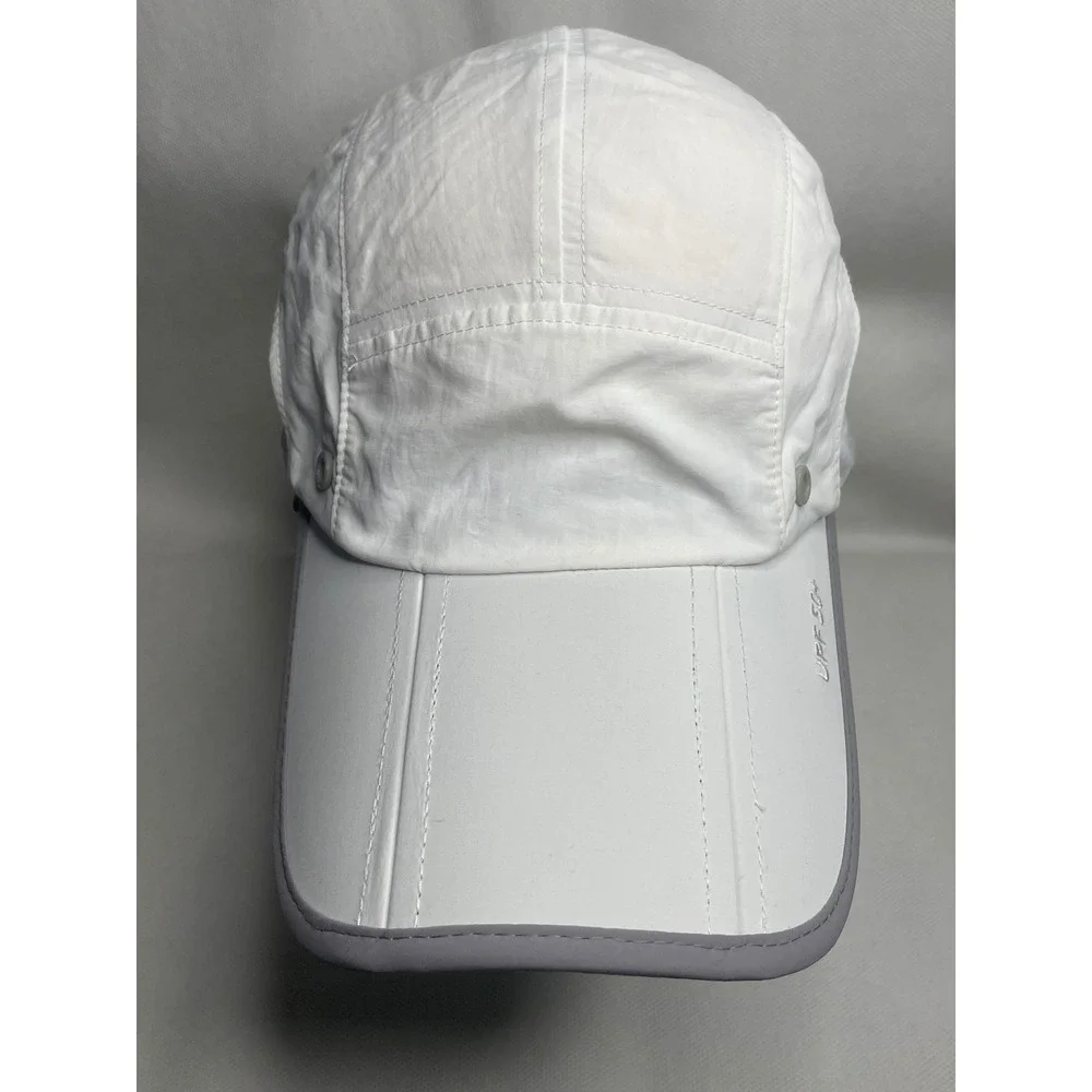 Gadiemkensd Folding Packable Hat Long Brim Adjustable White Reflective Gray Cap